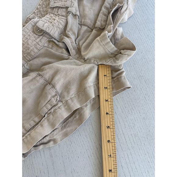 Hang Ten Ultra Mini Khaki Shorts Surfer Girl Beachy Linen and Cotton - Picture 4 of 5